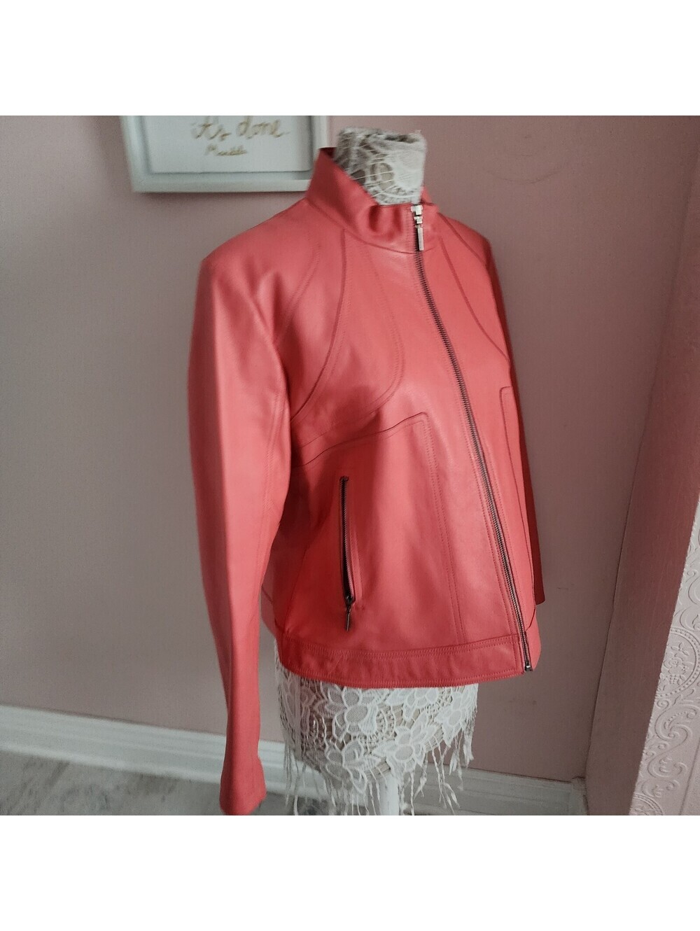NWT Wilsons Maxima Coral Leather Jacket Women's XXL Full Zip Moto Coat